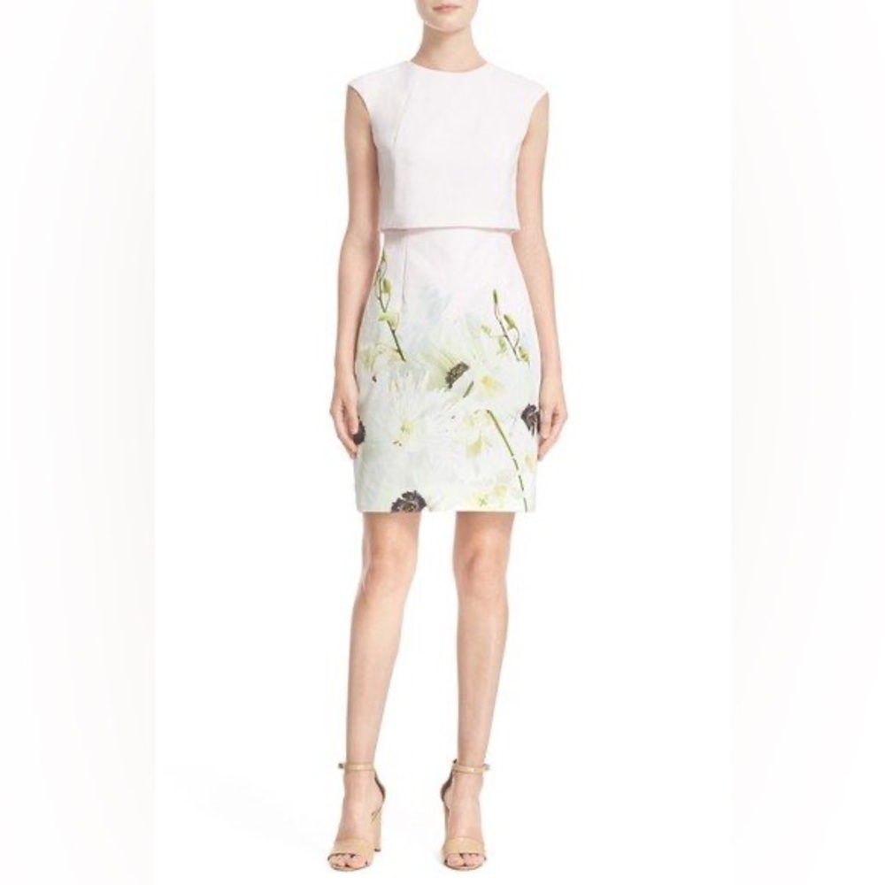 Ted Baker Sneha Layer Dress in Pearly Petals Print Pink